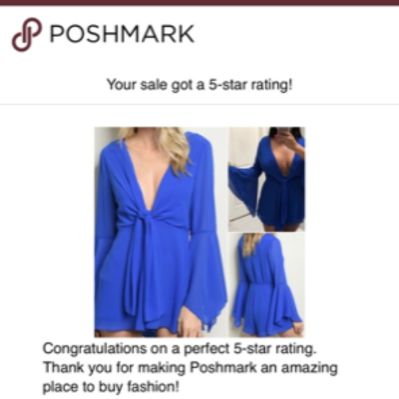 ROYAL BLUE BELL SLEEVE ROMPER - Picture 4 of 6